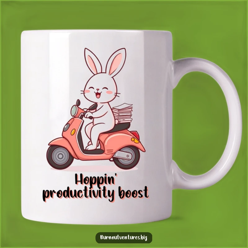 Funny Rabbit Scooter Mug: Hilarious Gift for the Energetic Go-Getter