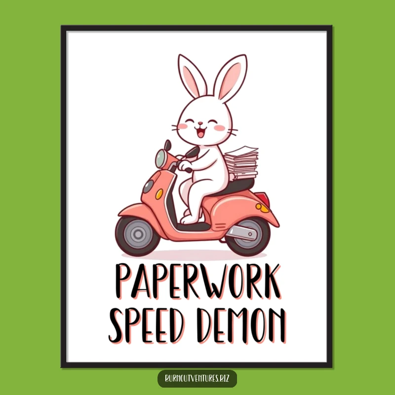 Funny Rabbit Scooter Art Print: Hilarious Digital Gift for Instant Fun