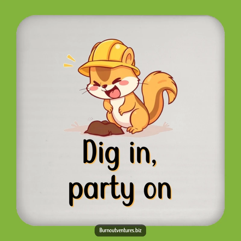 Funny Squirrel Construction Coaster - Busy Animal Drink Protector Gift