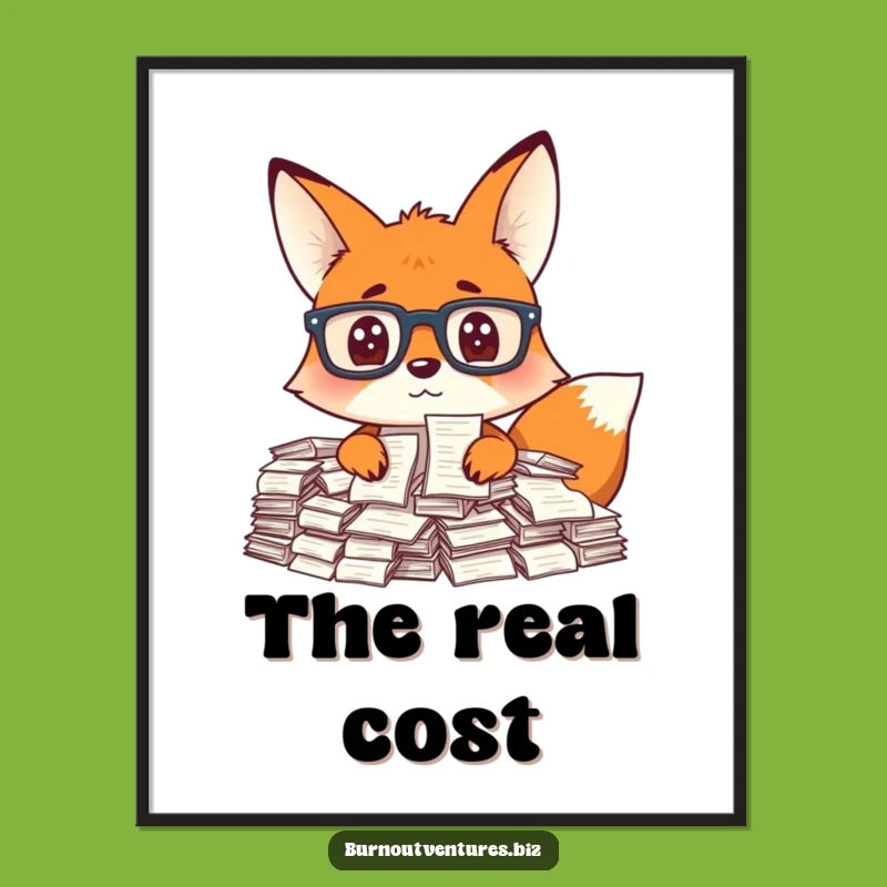 Funny Fox Receipt Poster: Hilarious Art Gift for Financial Worriers