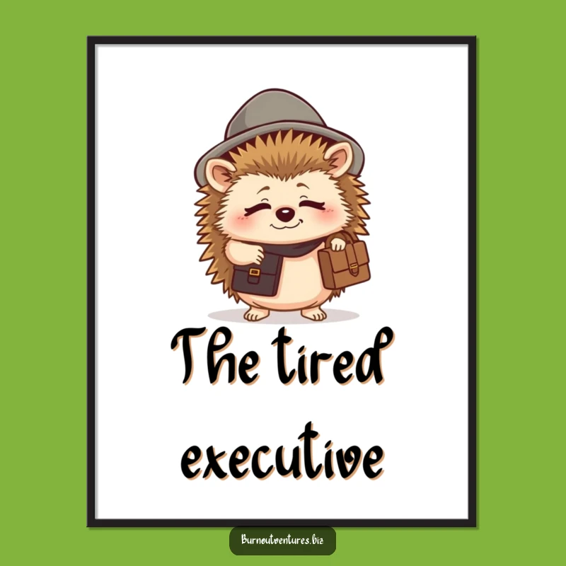 Funny Tired Hedgehog Poster - Humorous Wall Art for the Weary