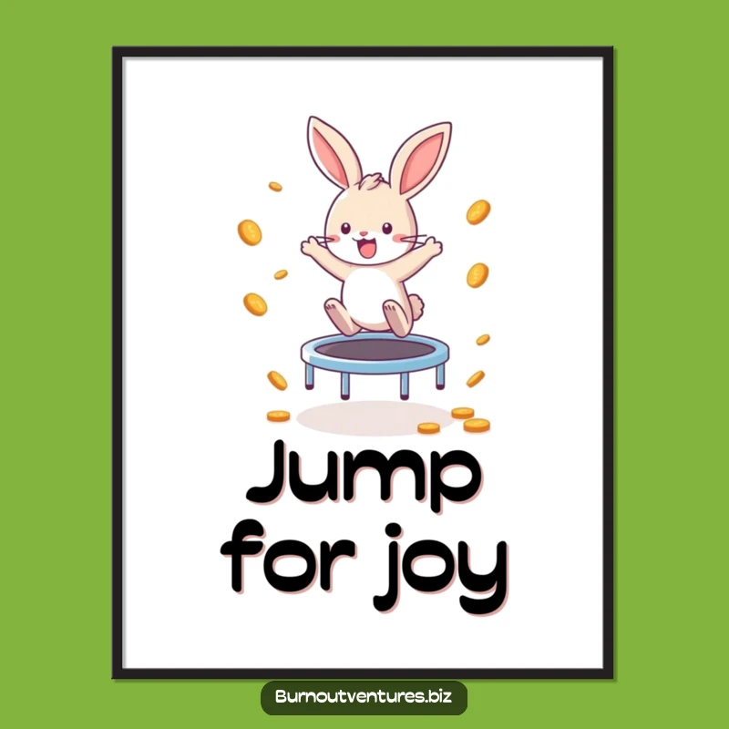 Funny Bunny Coin Trampoline Poster: Hilarious Action Art Gift