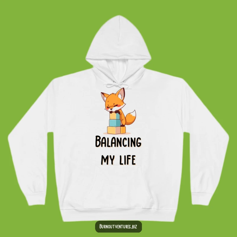 Funny Fox Balancing Hoodie: Cozy & Clever Apparel for Determined Minds