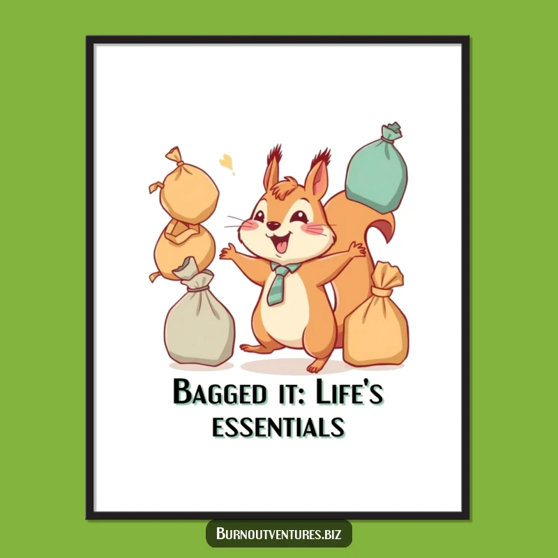 Funny Free Printable Wall Art: Juggling Squirrel, Hilarious Downloadable Decor for Your Home Office