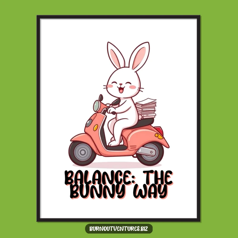 Funny Free Printable Wall Art: Scooter Rabbit, Whimsical Downloadable Decor for a Playful Space