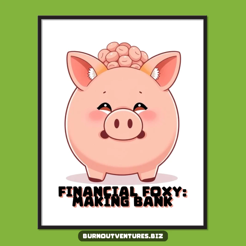 Free Printable Wall Art: Funny Fox Cub Piggy Bank - Downloadable & Hilarious Home Decor