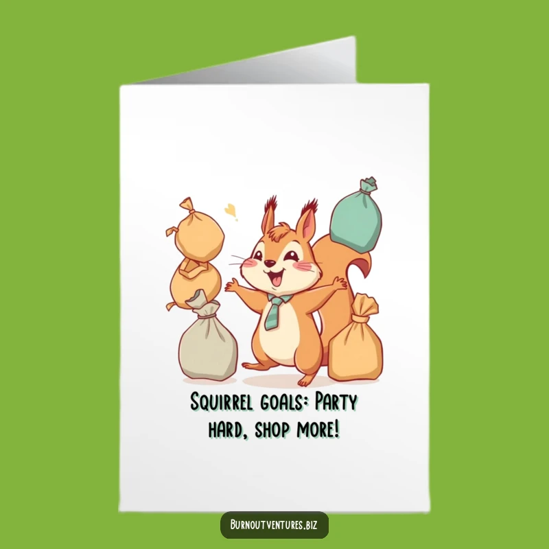 Free Printable Funny Birthday Card: Juggling Squirrel, Perfect Downloadable Gift for a Busy Bee