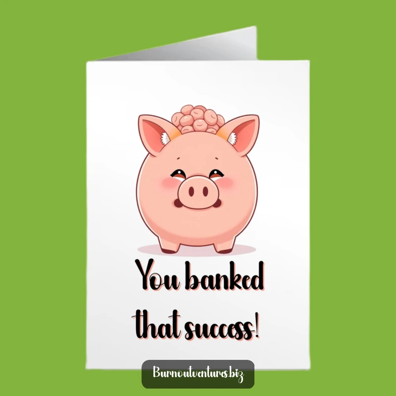 Free Printable Congrats Card: Funny Fox Cub & Piggy Bank - Downloadable Achievement Gift