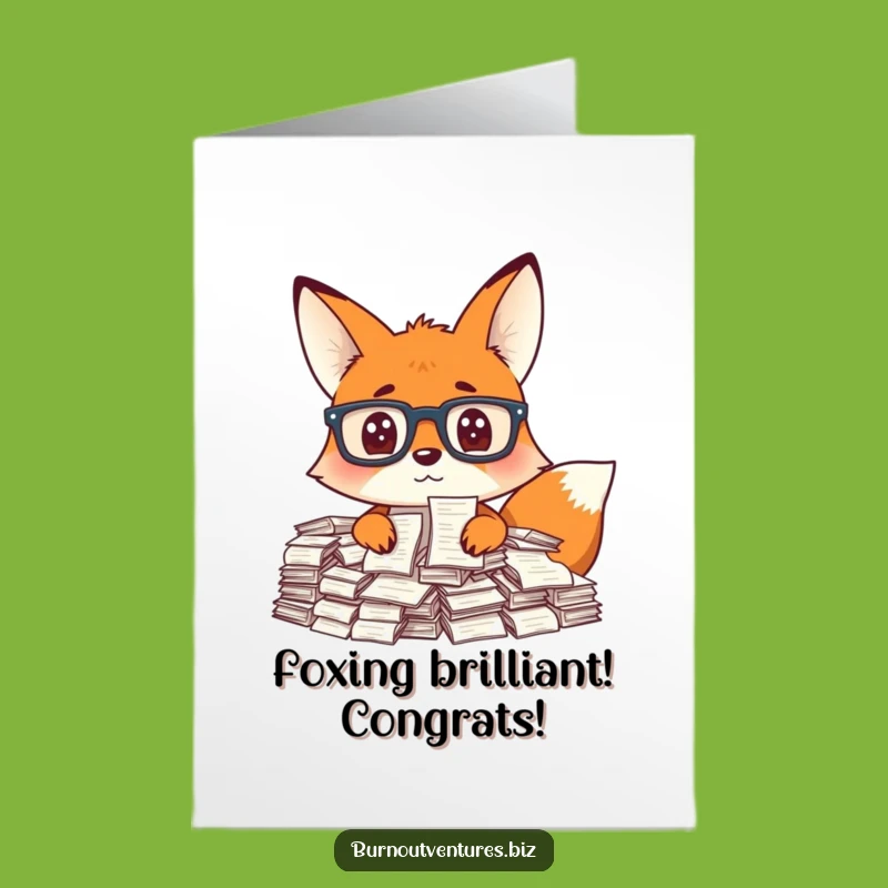 Free Printable Congrats Card: Overwhelmed Fox, Humorous Downloadable Gift for Financial Success