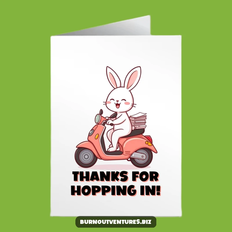 Free Printable Thank You Card: Scooter Rabbit, Whimsical Downloadable Gift for Speedy Help