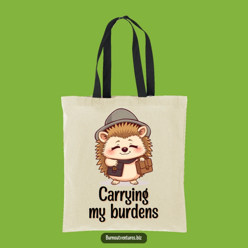Funny Tired Hedgehog Tote Bag - Hilarious Work Companion